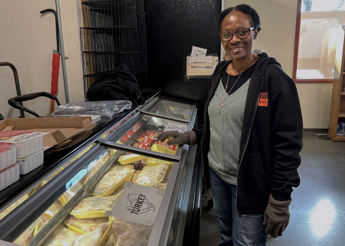 Sr. Marie-Thérèse Gnamazo ministers at a food bank.