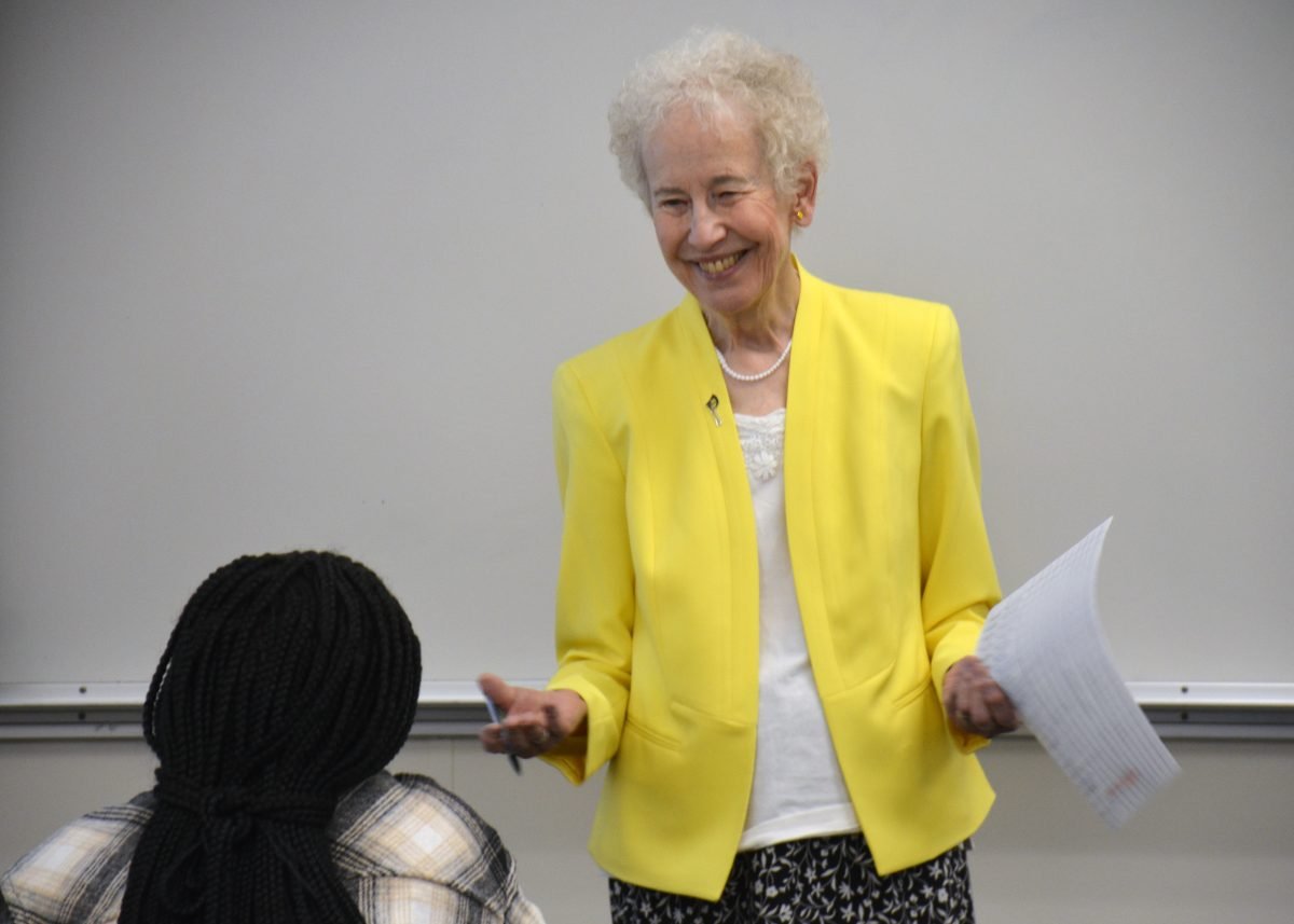 Sr. Paula Cosko teaches in a college classroom.