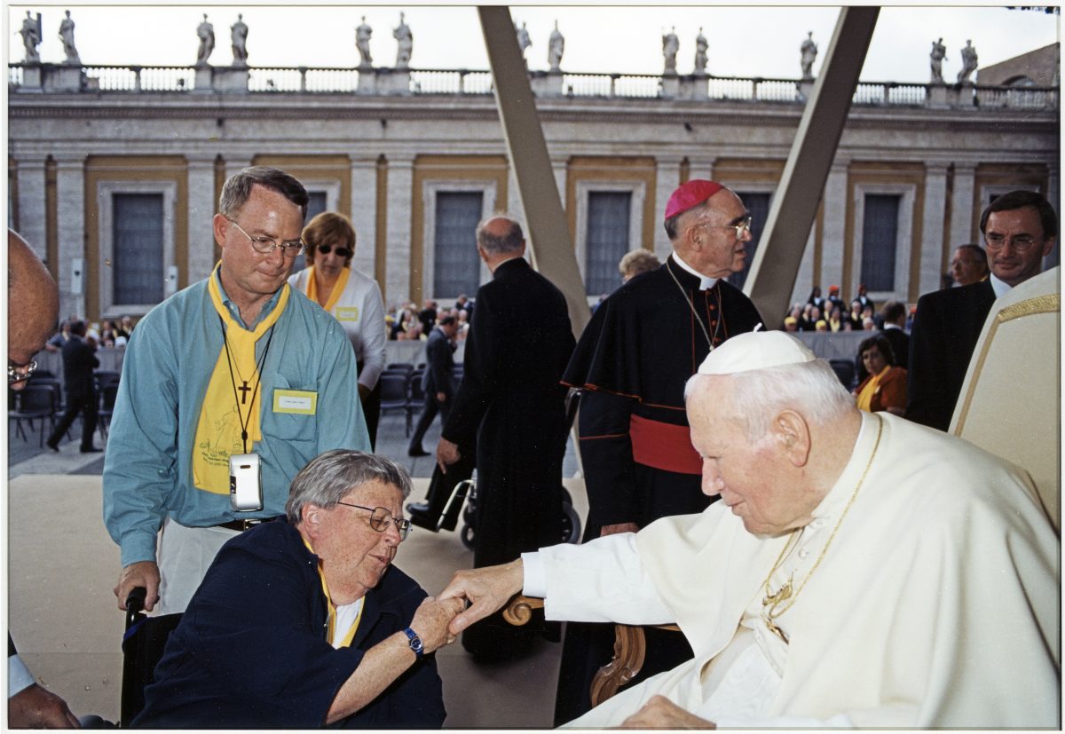 A Sister of Providence meets Pope John Paul II.